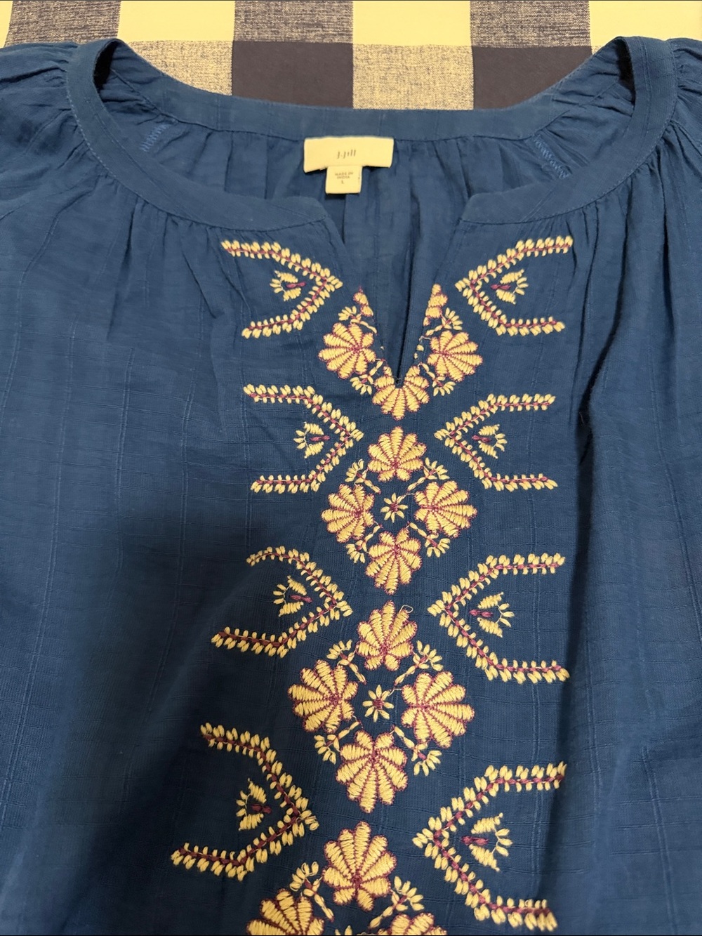 J. Jill Blue Embroidered Peasant Tunic - Picture 4 of 5
